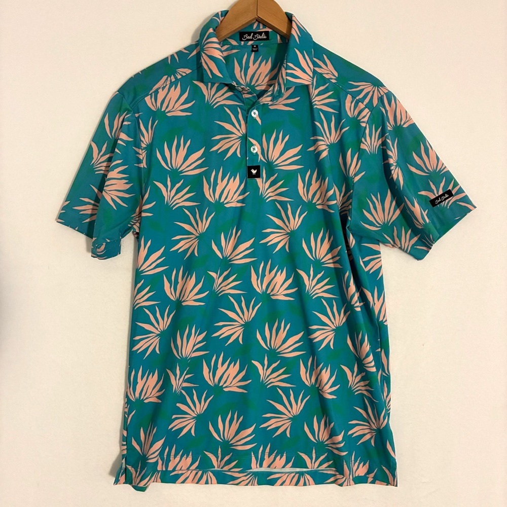 Bad Birdie Polo Shirt Mens M Performance Lightweight Geometric Golf Preppy